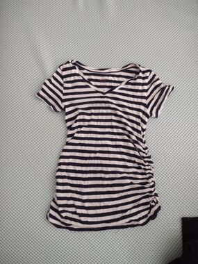 Isabel Maternity Navy and White Striped Top